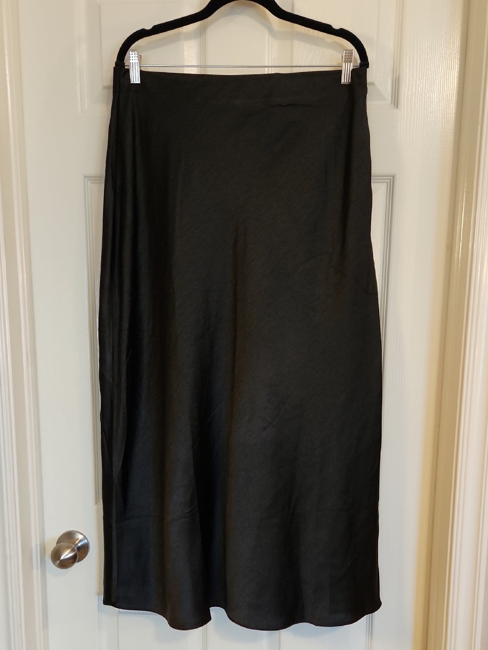 bohme Black Satin Maxi Skirt